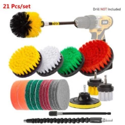 GENERIC 12/21 Pcs Electric Drill Brush Attachment Set Cleaning Kit Power Scrubber Pads -Home Appliances Store 1221 pcs electric drill brush attachment set cleaning kit power scrubber pads 60551.1713758934
