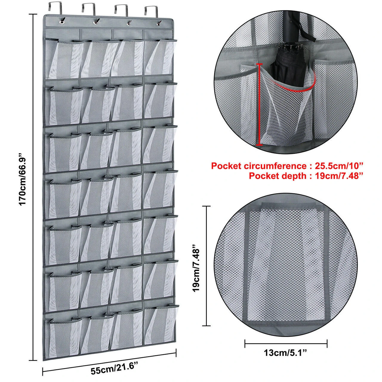 GENERIC 28 Over The Door Shoe Organizer Rack Hanging Storage Holder Hanger Bags Closets 5 GENERIC 28 Over The Door Shoe Organizer Rack Hanging Storage Holder Hanger Bags Closets - Image 3