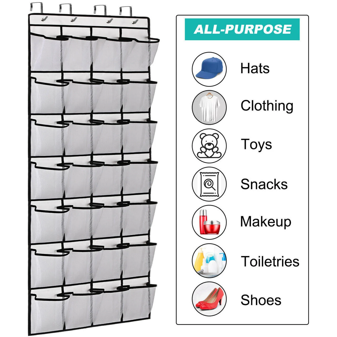 GENERIC 28 Over The Door Shoe Organizer Rack Hanging Storage Holder Hanger Bags Closets 7 GENERIC 28 Over The Door Shoe Organizer Rack Hanging Storage Holder Hanger Bags Closets - Image 5