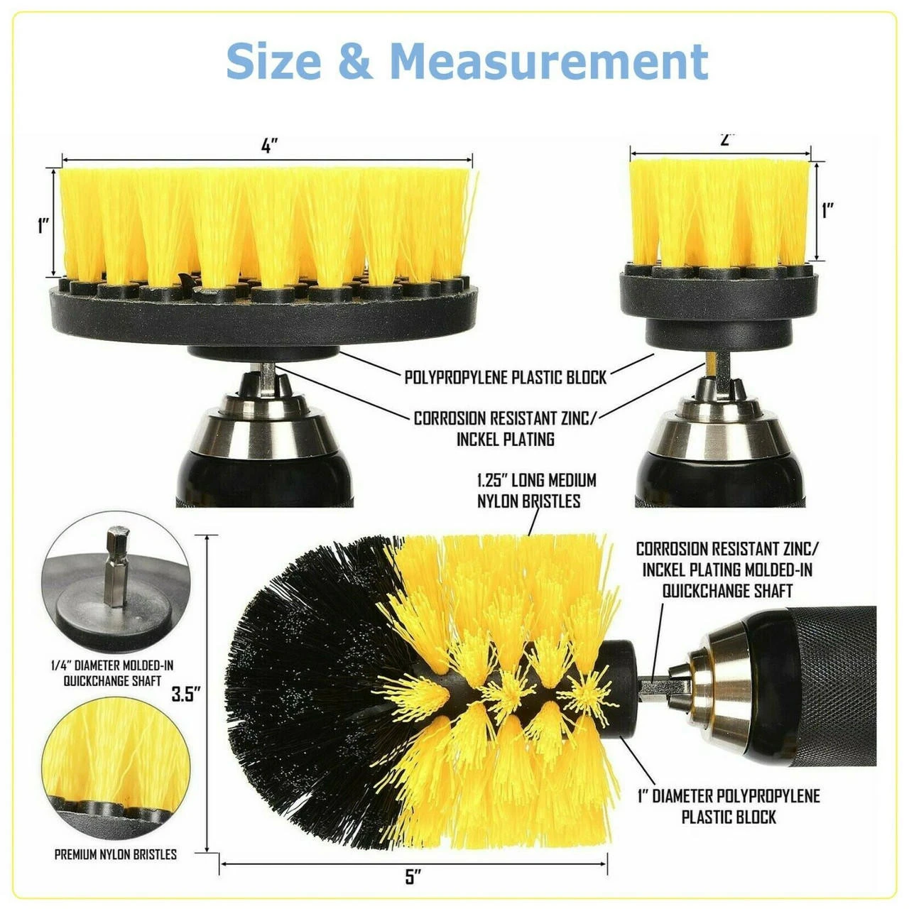 4PCs Home Drill Brush Attachment Power Scrubber Car Cleaning Kit Combo Scrub Tub 9 4PCs Home Drill Brush Attachment Power Scrubber Car Cleaning Kit Combo Scrub Tub - Image 7