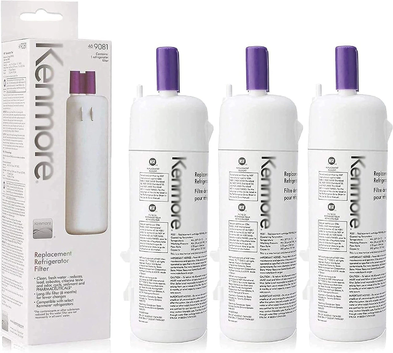 (3pk) Kenmore 46-9081, 46-9930 Compatible With Everydrop EDR1RXD1, Whirlpool Filter 1, W10295370A, EDR1RXD1B, P8RFWB2L, P4RFWB Refrigerator Water Filter 4 (3pk) Kenmore 46-9081, 46-9930 Compatible With Everydrop EDR1RXD1, Whirlpool Filter 1, W10295370A, EDR1RXD1B, P8RFWB2L, P4RFWB Refrigerator Water Filter - Image 2