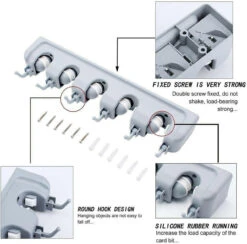 Broom Holder And Garden Tool Garage Organizer 5 Slots 6 Hooks For Rake Mop Wall -Home Appliances Store broom holder and garden tool garage organizer 5 slots 6 hooks for rake mop wall 30044.1682339151