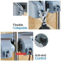 Broom Holder And Garden Tool Garage Organizer 5 Slots 6 Hooks For Rake Mop Wall