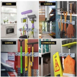 Broom Holder And Garden Tool Garage Organizer 5 Slots 6 Hooks For Rake Mop Wall -Home Appliances Store broom holder and garden tool garage organizer 5 slots 6 hooks for rake mop wall 57110.1682339151
