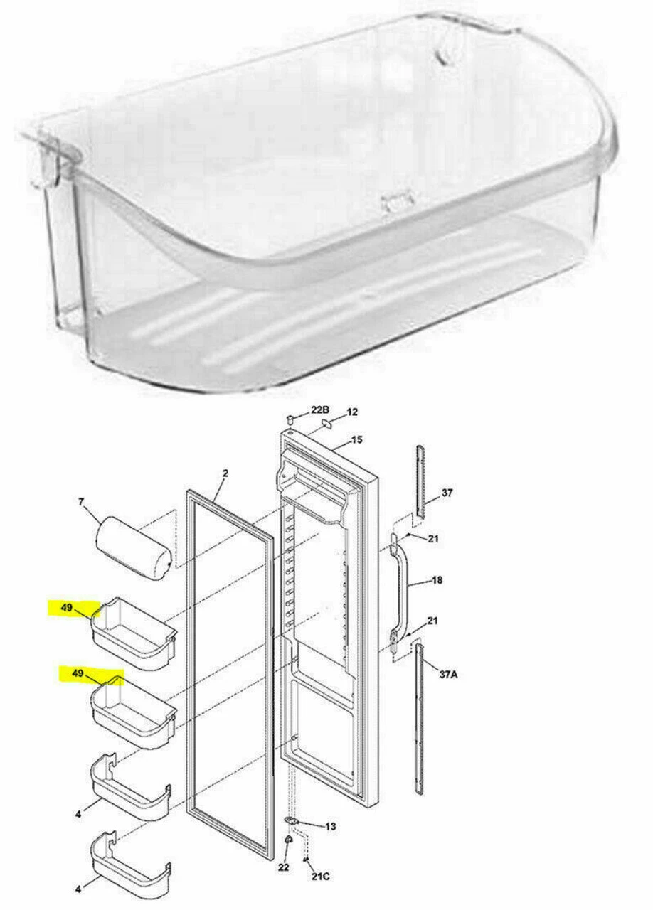 Door Upper Bin Shelf Frigidaire FFSS2615TE0 FFSS2615TS0 FGHS2631PF4A LGUS2642LF2 3 Door Upper Bin Shelf Frigidaire FFSS2615TE0 FFSS2615TS0 FGHS2631PF4A LGUS2642LF2 - Image 2