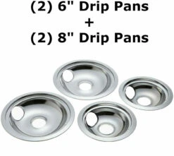 GE Hotpoint Chrome Stove Drip Pans Electric Burner Covers 4 Top Replacement Set