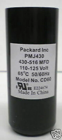 Packard PMJ430 Motor Start Capacitor. 430-516 MFD UF / 110-125 VAC