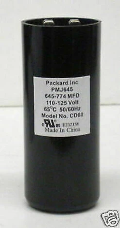 Packard PMJ645 Motor Start Capacitor. 645-774 MFD UF / 110-125 VAC