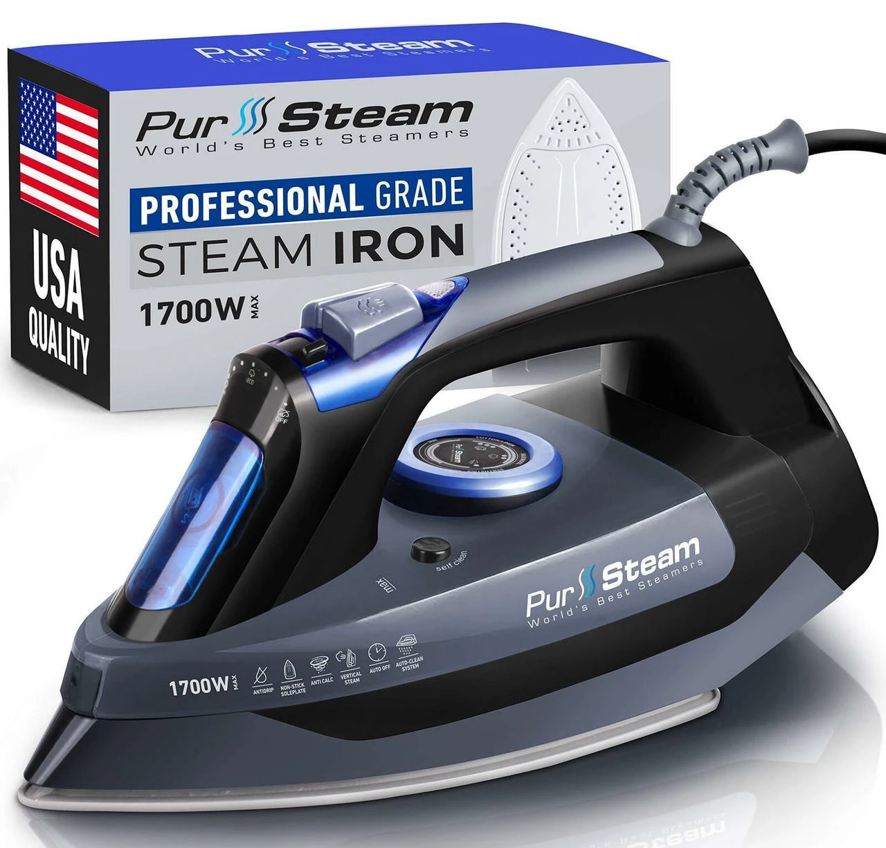 Professional Grade 1700W Steam Iron For Clothes With Rapid Even Heat Curtains 4 Professional Grade 1700W Steam Iron For Clothes With Rapid Even Heat Curtains - Image 2