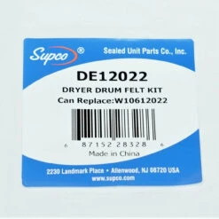 Supco DE12022 Whirlpool W10612022 Dryer Drum Felt Seal Kit