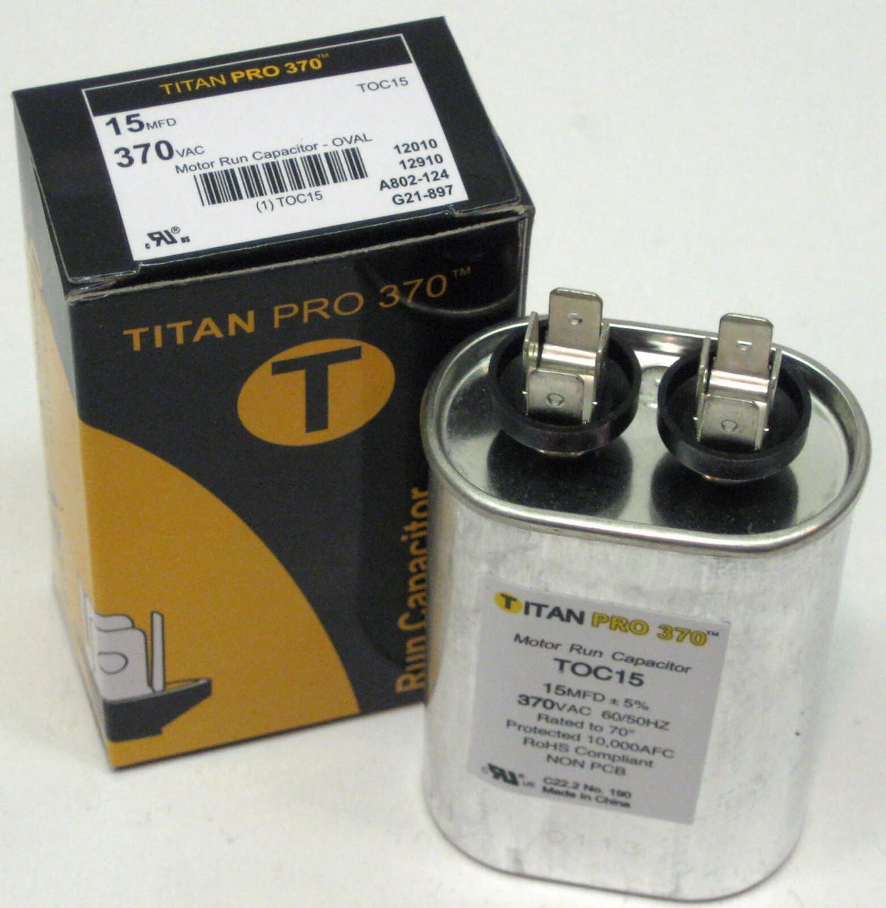 TitanPro TOC15 HVAC Oval Motor Run Capacitor. 15 MFD/UF 370 Volts 5 TitanPro TOC15 HVAC Oval Motor Run Capacitor. 15 MFD/UF 370 Volts - Image 3