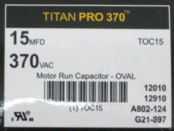 TitanPro TOC15 HVAC Oval Motor Run Capacitor. 15 MFD/UF 370 Volts 6 TitanPro TOC15 HVAC Oval Motor Run Capacitor. 15 MFD/UF 370 Volts -Home Appliances Store titanpro toc15 hvac oval motor run capacitor 15 mfduf 370 volts 93391.1665684149