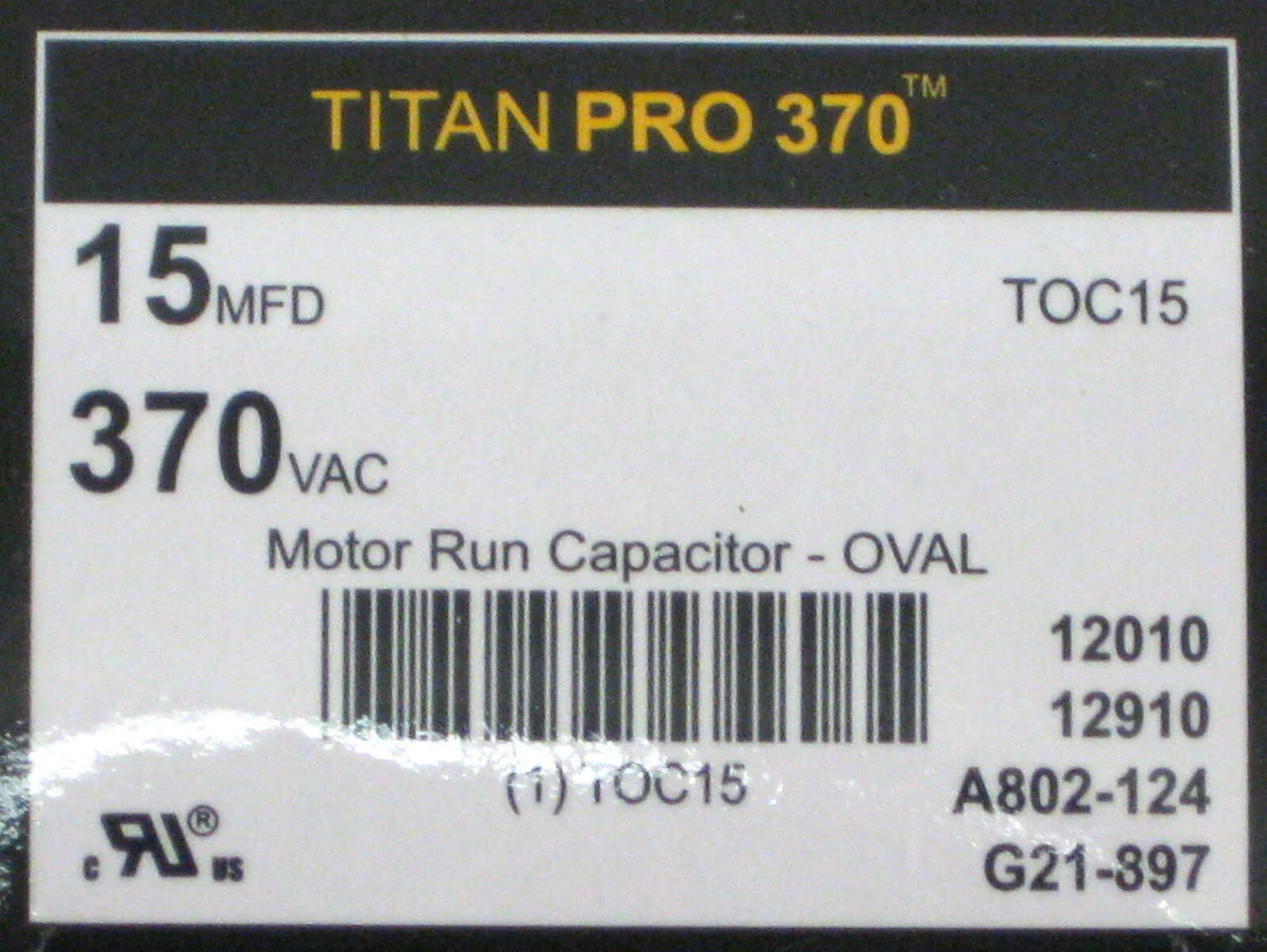 TitanPro TOC15 HVAC Oval Motor Run Capacitor. 15 MFD/UF 370 Volts 4 TitanPro TOC15 HVAC Oval Motor Run Capacitor. 15 MFD/UF 370 Volts - Image 2