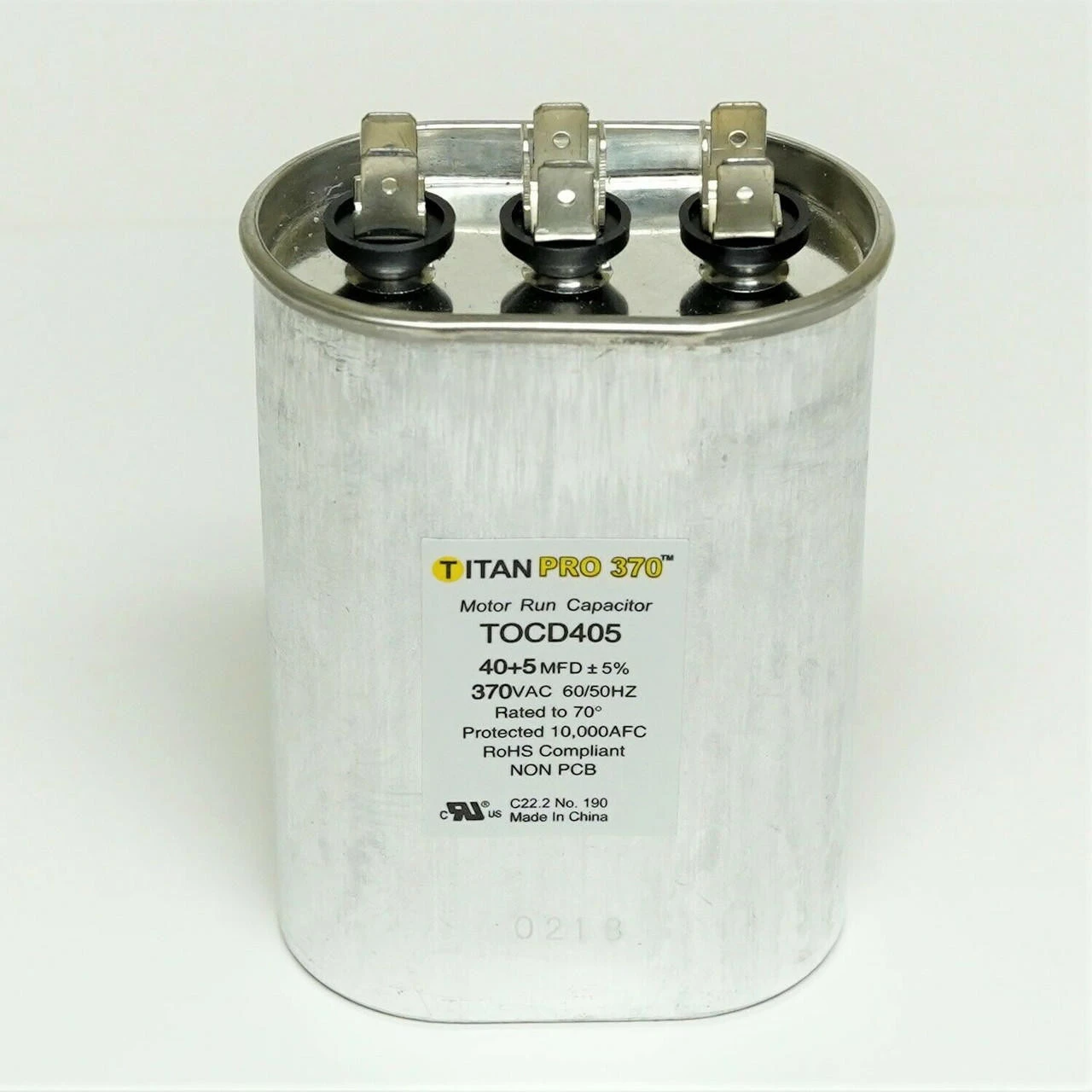 TitanPro TOCD405 HVAC Oval Dual Motor Run Capacitor. 40/5 MFD/UF 370 Volts 4 TitanPro TOCD405 HVAC Oval Dual Motor Run Capacitor. 40/5 MFD/UF 370 Volts - Image 2