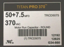 TitanPro TRCD5075 HVAC Round Dual Motor Run Capacitor. 50/7.5 MFD/UF 370 Volts -Home Appliances Store titanpro trcd5075 hvac round dual motor run capacitor 507.5 mfduf 370 volts 67789.1665673912