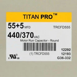 TitanPro TRCFD555 HVAC Round Dual Motor Run Capacitor. 55/5 MFD/UF 440/370 Volts -Home Appliances Store titanpro trcfd555 hvac round dual motor run capacitor 555 mfduf 440370 volts 09166.1665671424