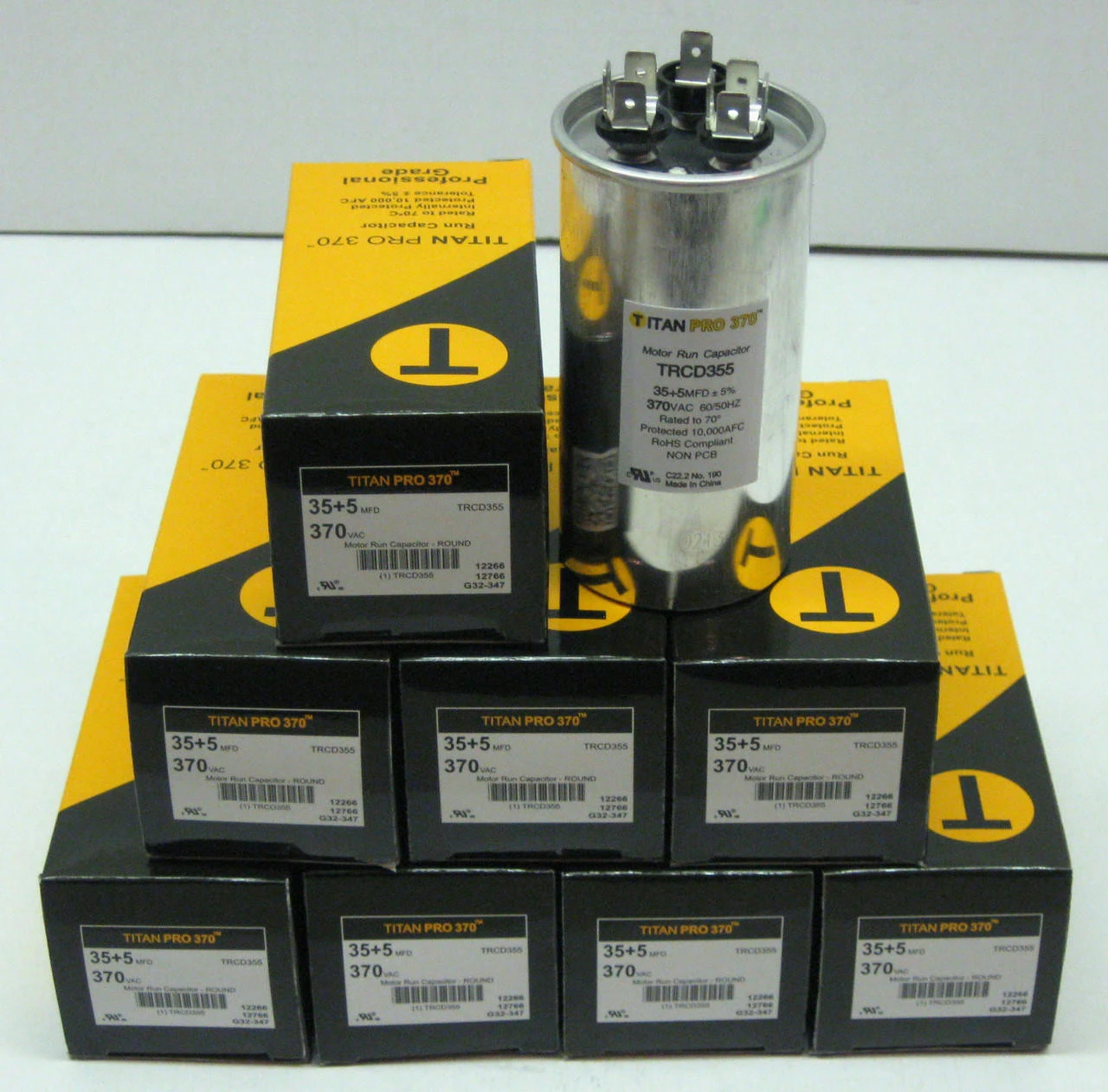 TRCD355-9 Lot Of 9 Round 35 + 5 Uf Mfd 370 Volts Dual Run Capacitor Titan Pro 4 TRCD355-9 Lot Of 9 Round 35 + 5 Uf Mfd 370 Volts Dual Run Capacitor Titan Pro - Image 2