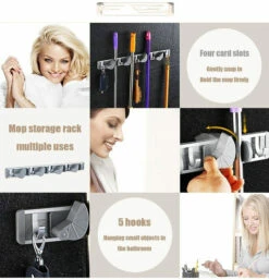 GENERIC Wall Mount Mop Holder Hanger Hooks Kitchen Brush Broom Storage Rack Organizer -Home Appliances Store wall mount mop holder hanger hooks kitchen brush broom storage rack organizer 83134.1712916248